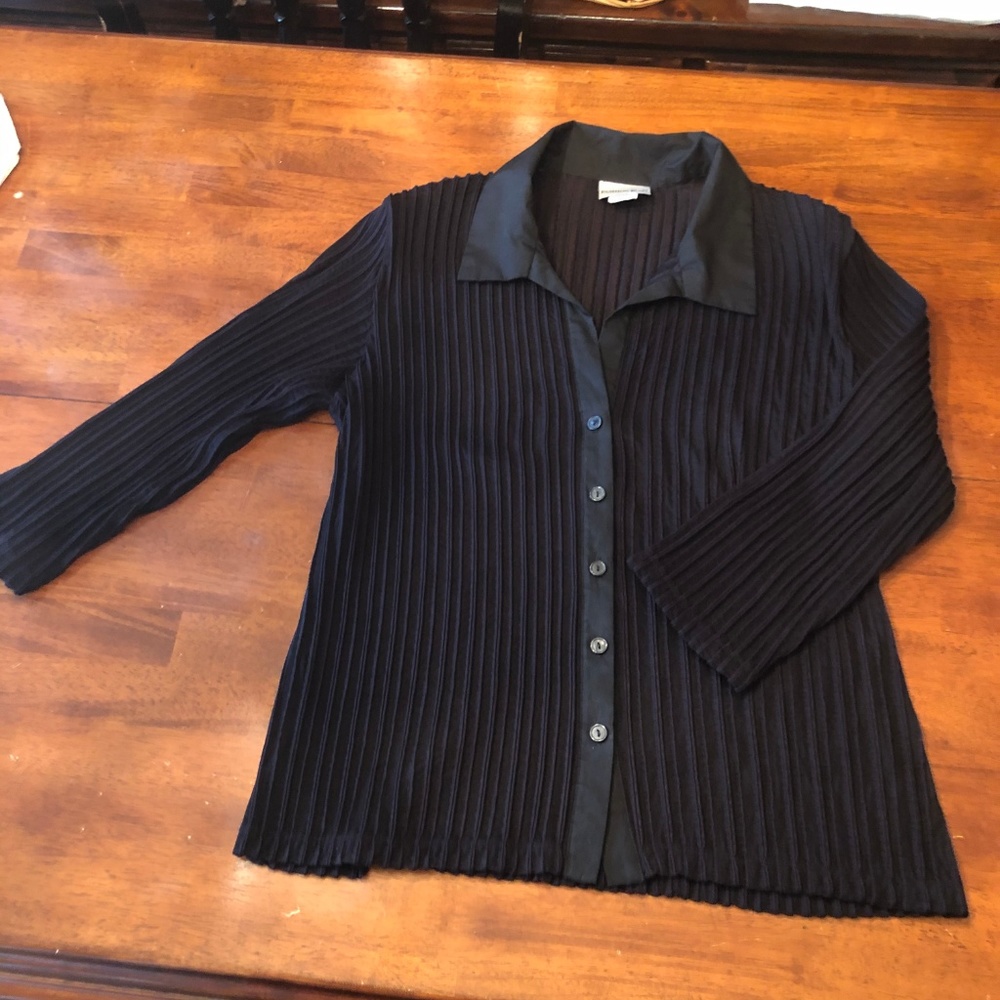 Fashion Bug Button Down Blouse Ribbed Sheer - Picture 4 of 7